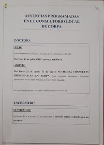 AUSENCIAS PROGRAMADAS EN EL CONSULTORIO LOCAL DE CORPA