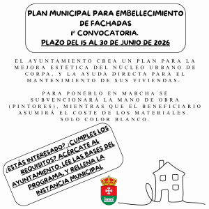 PLAN MUNICIPAL PARA EL EMBELLECIMIENTO DE FACHADAS (1º CONVOCATORIA)